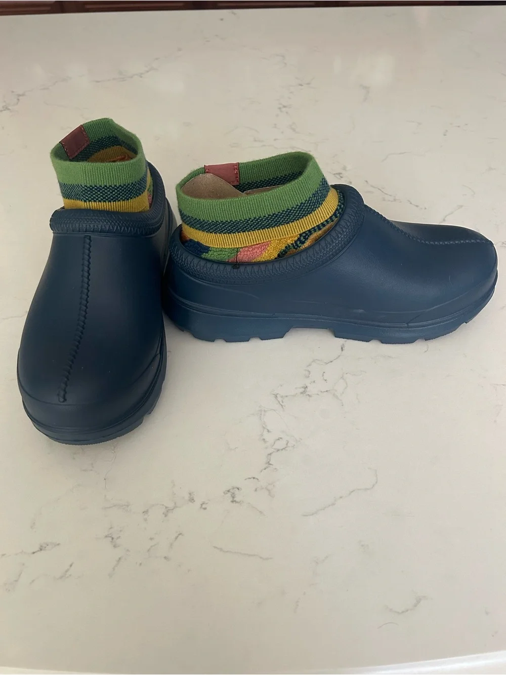 UGG The Elder Statesman Tasman X Green and Yellow Knit Cashmere Sock